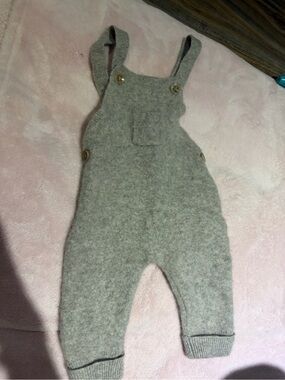 Zara Grey Knit Baby Overalls